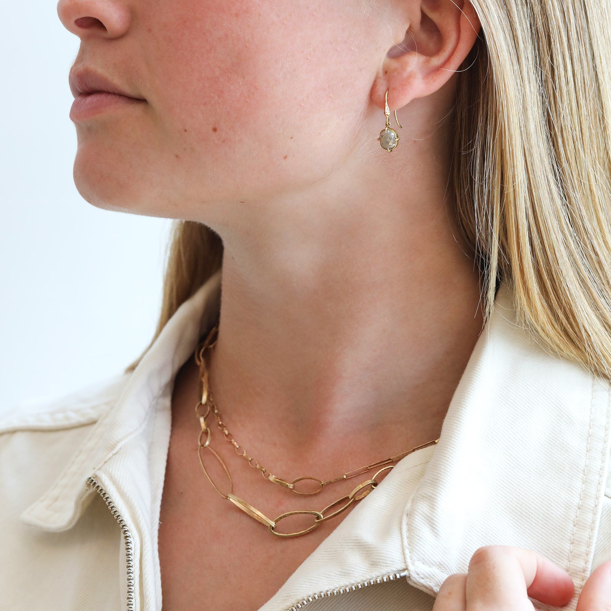 Sarah Macfadden "Harlow" Gold Hand Formed Chain Link Necklace with Varying Links