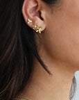 Caroline Ellen 20 Karat Yellow Gold Extra Small Flower Stud Earrings with Diamond Center