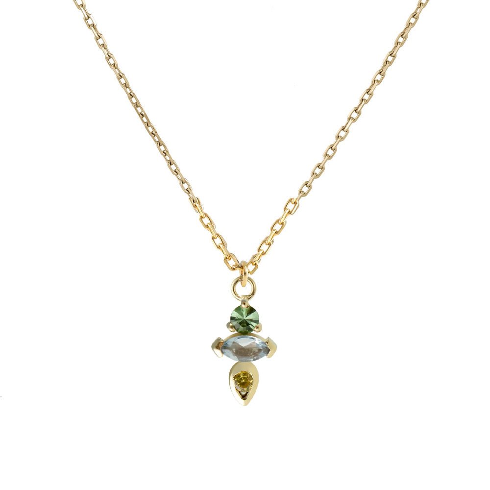 9K Gold "Am-Pm: 7am" Pendant with Mint Tourmaline, Aquamarine, & Yellow Sapphire - Peridot Fine Jewelry - Metier by Tomfoolery