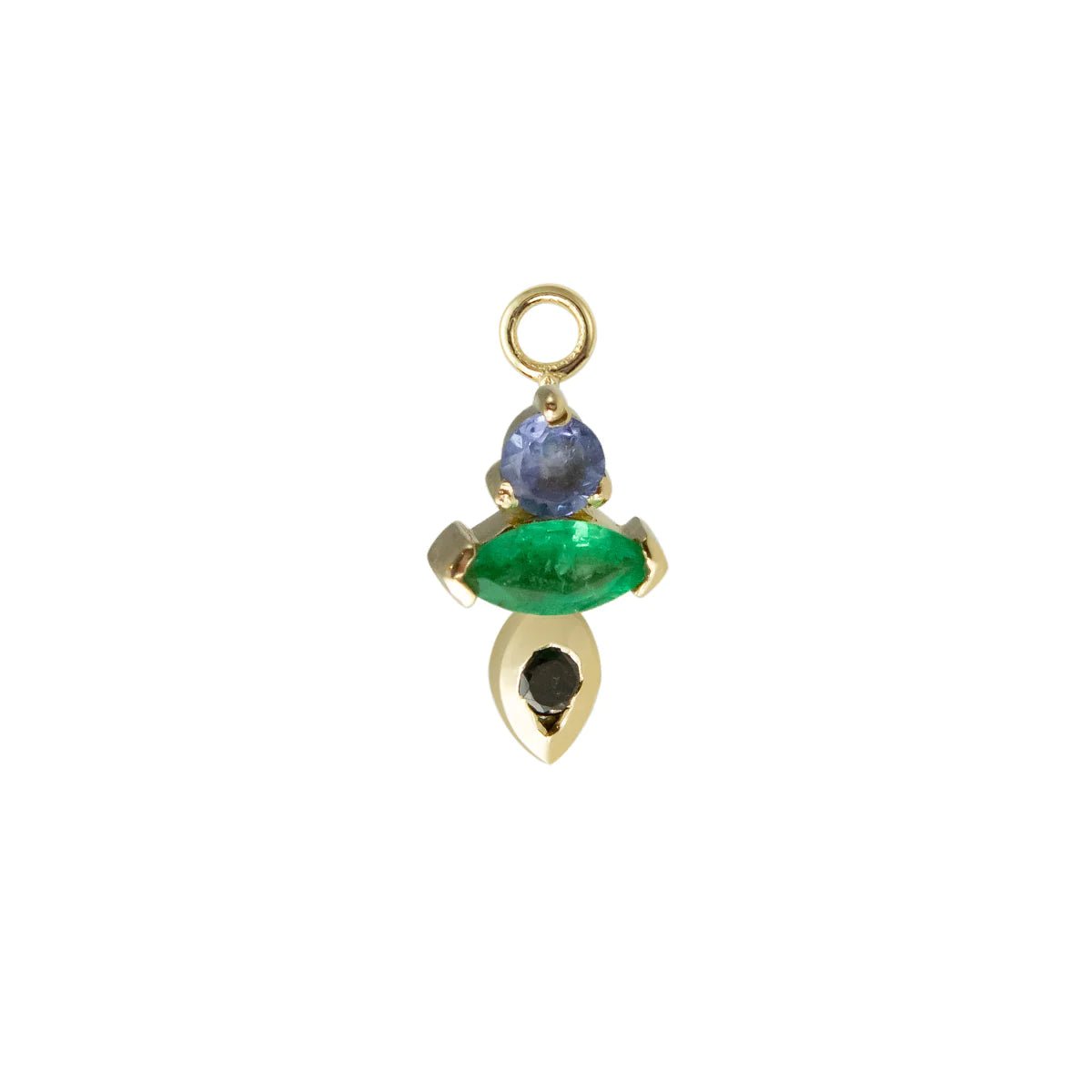9K Gold Click Hoop with "Am-Pm: 6pm" Charm - Peridot Fine Jewelry - Metier by Tomfoolery