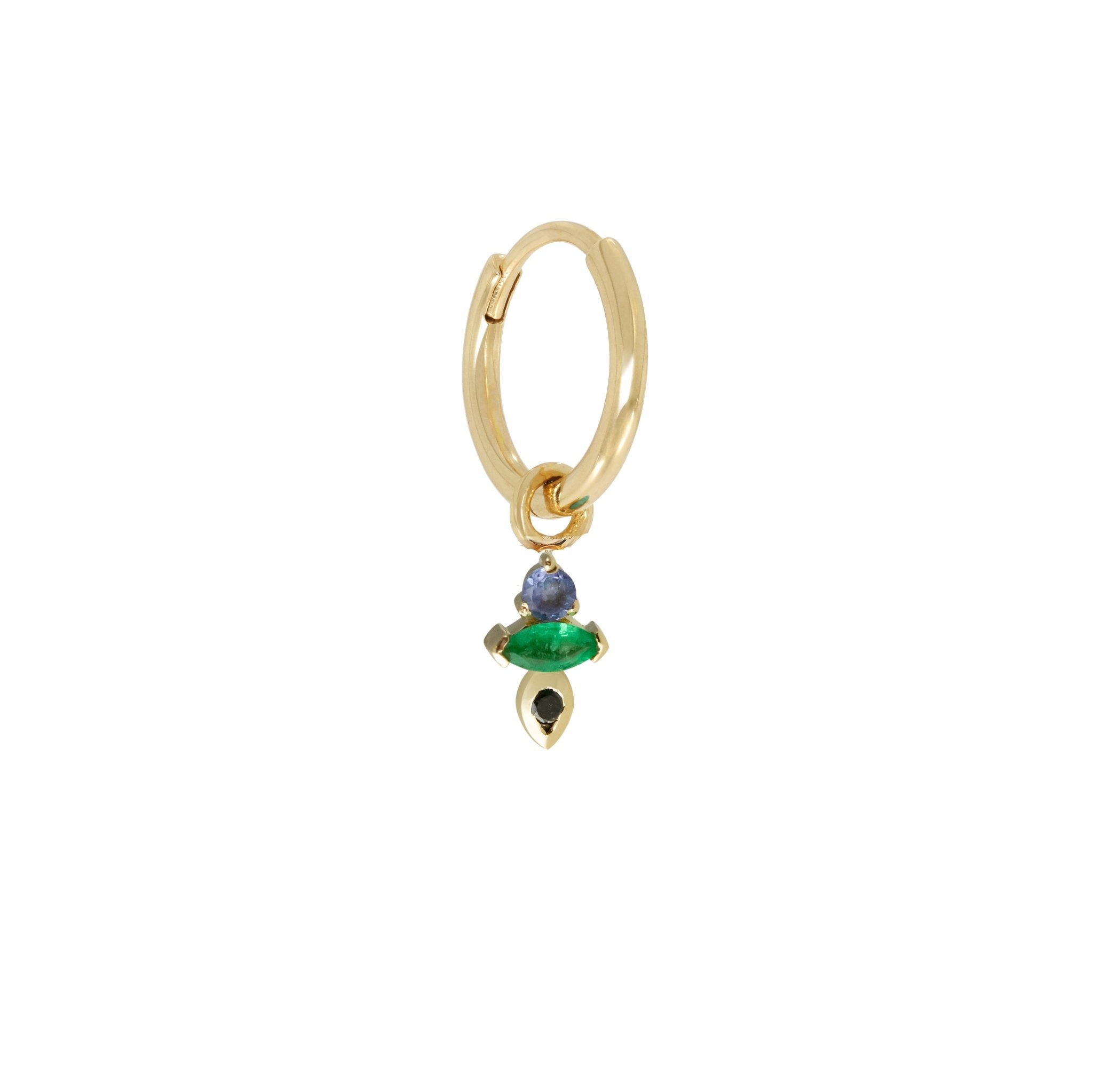 9K Gold Click Hoop with "Am-Pm: 6pm" Charm - Peridot Fine Jewelry - Metier by Tomfoolery