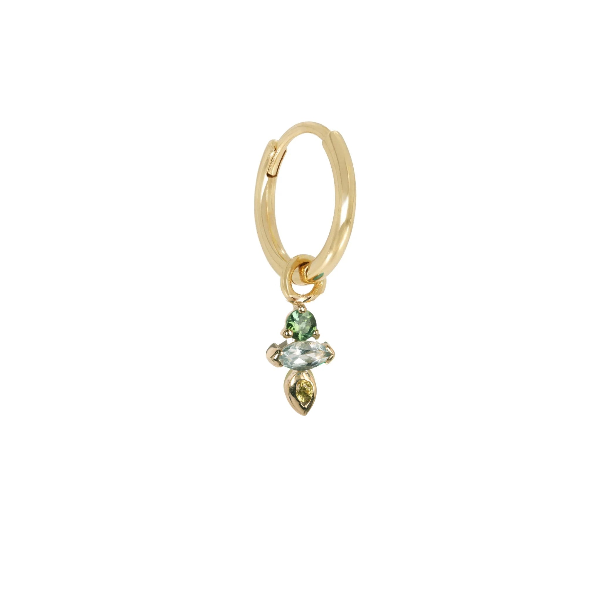 9K Gold Click Hoop with "Am-Pm: 7am" Charm - Peridot Fine Jewelry - Metier by Tomfoolery