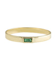 9K Gold Flat Stacking Ring with Bezel-Set Emerald Baguette - Peridot Fine Jewelry - Metier by Tomfoolery