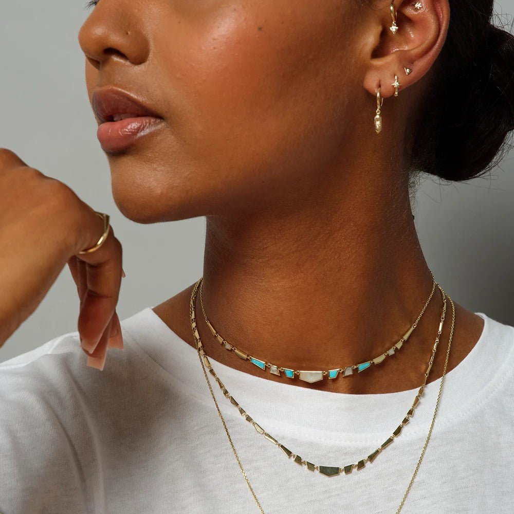 9K Gold "Tesserae" Multi-Shape Necklace - Peridot Fine Jewelry - Metier by Tomfoolery