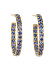 18K Gold & Pave Blue Sapphire Hoop Earrings