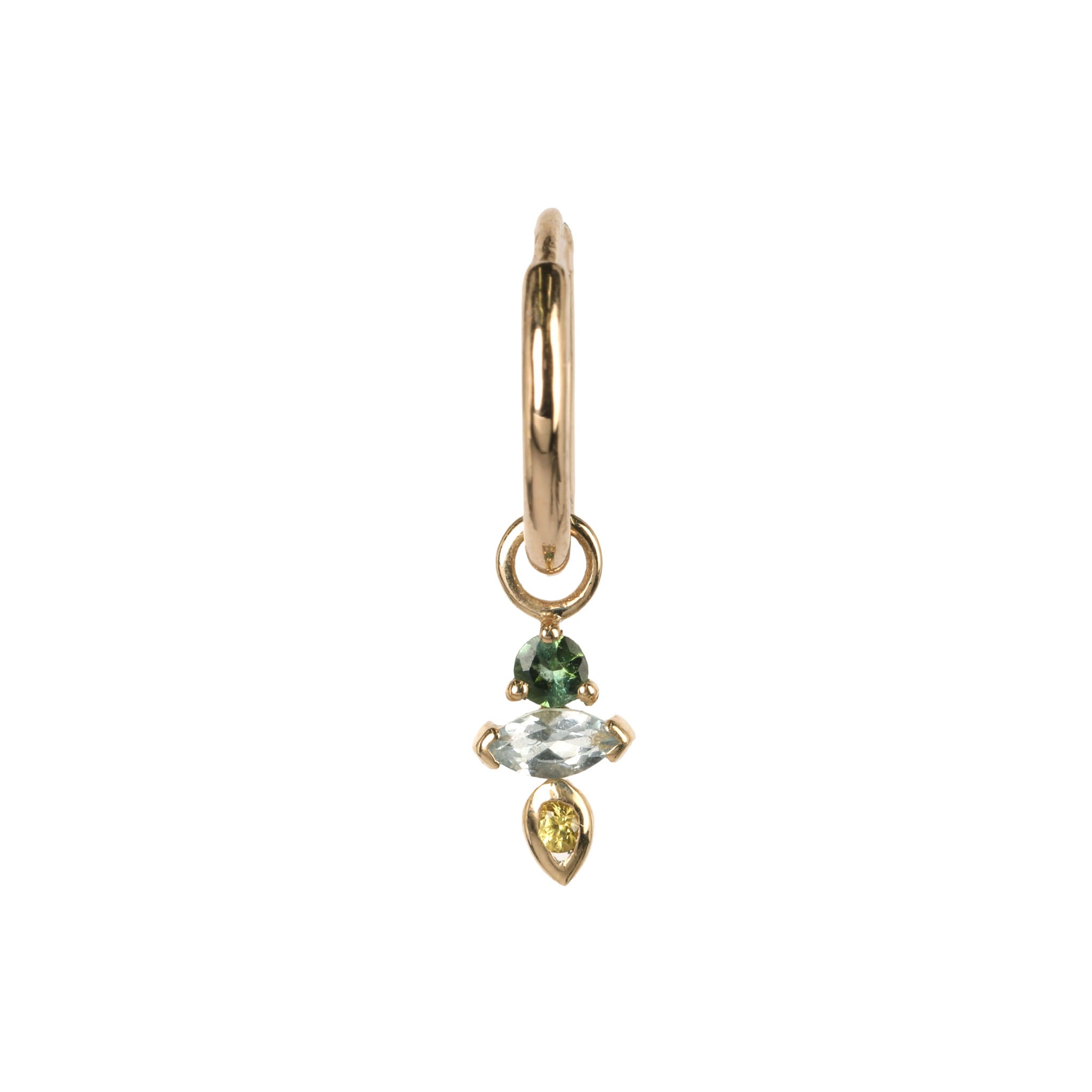 9K Gold Click Hoop with "Am-Pm: 7am" Charm