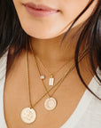 Zoe Chicco Gold Small "Dog Tag" Necklace with Row of Pave Diamonds