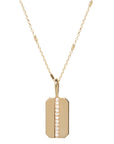 Zoe Chicco Gold Small "Dog Tag" Necklace with Row of Pave Diamonds