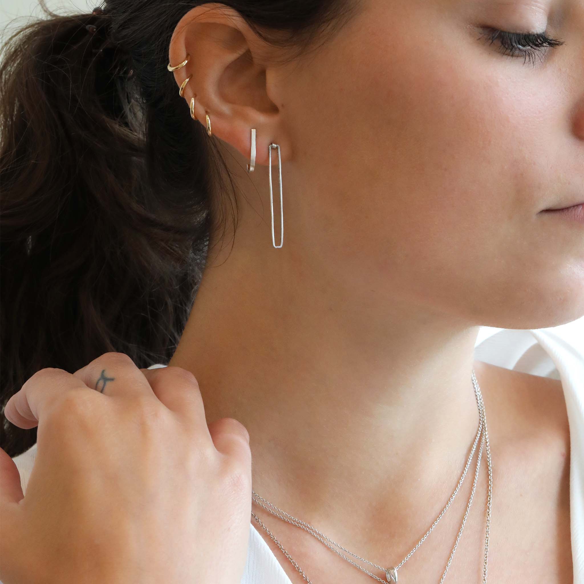 "Alice" Sterling Silver Post Earring with Rectangle Drop - Peridot Fine Jewelry - Sarah Macfadden