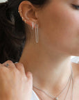 "Alice" Sterling Silver Post Earring with Rectangle Drop - Peridot Fine Jewelry - Sarah Macfadden