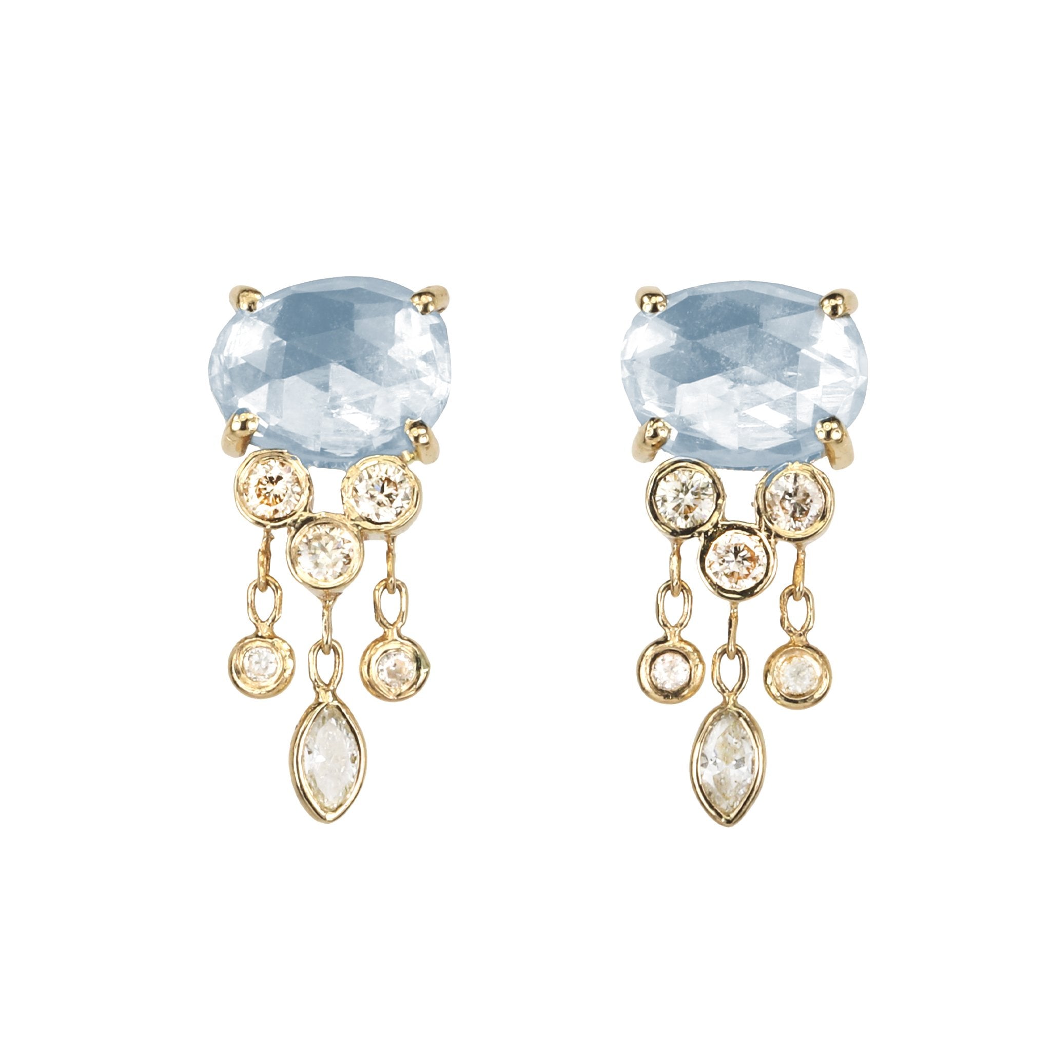Aquamarine and Diamond "Jelly Fish" Earrings