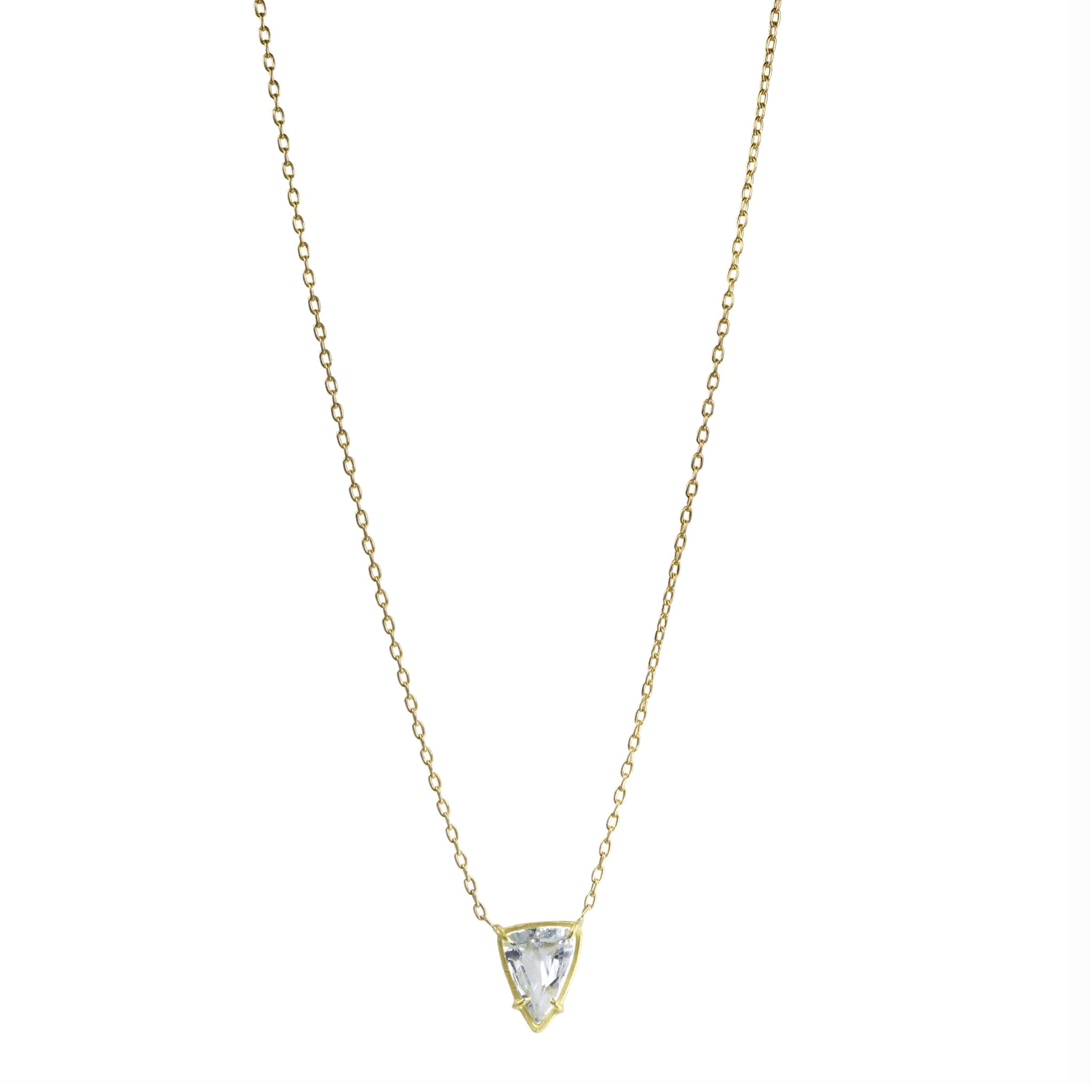 Rosanne Pugliese 18K Gold and Aquamarine Shield Necklace