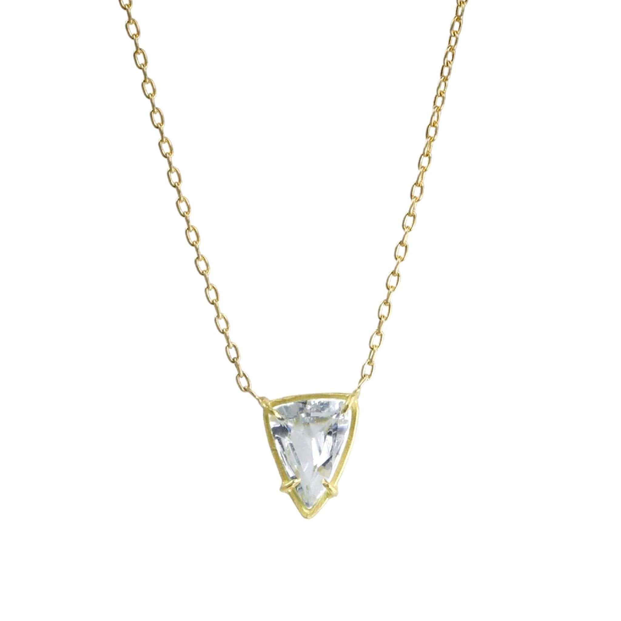 Rosanne Pugliese 18K Gold and Aquamarine Shield Necklace