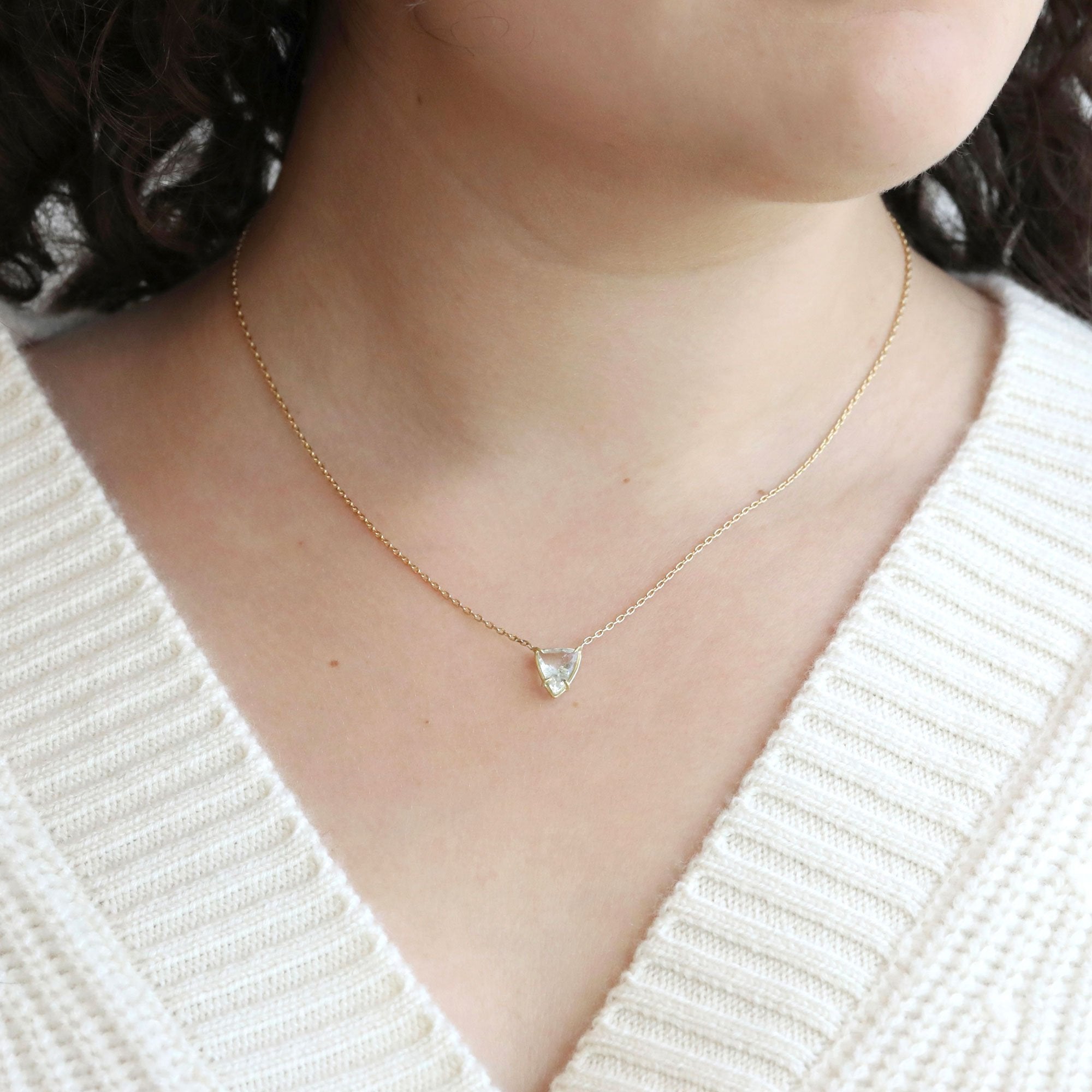 Rosanne Pugliese 18K Gold and Aquamarine Shield Necklace