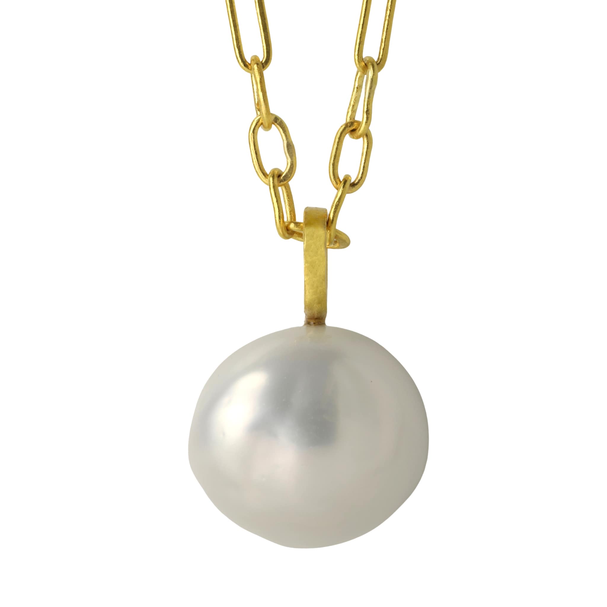 Rosanne Pugliese Baroque South Sea Pearl Set On 22 Karat Yellow Gold Bale