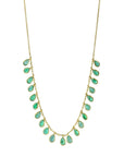Kothari Bezel-Set Teardrop Emerald Fringe Necklace