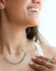 Kothari Bezel-Set Teardrop Emerald Fringe Necklace