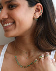 Kothari Bezel-Set Teardrop Emerald Fringe Necklace