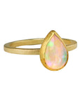 Bezel-Set Teardrop Ethiopian Opal Ring - Peridot Fine Jewelry - Petra Class