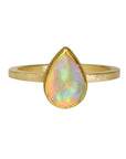 Bezel-Set Teardrop Ethiopian Opal Ring - Peridot Fine Jewelry - Petra Class