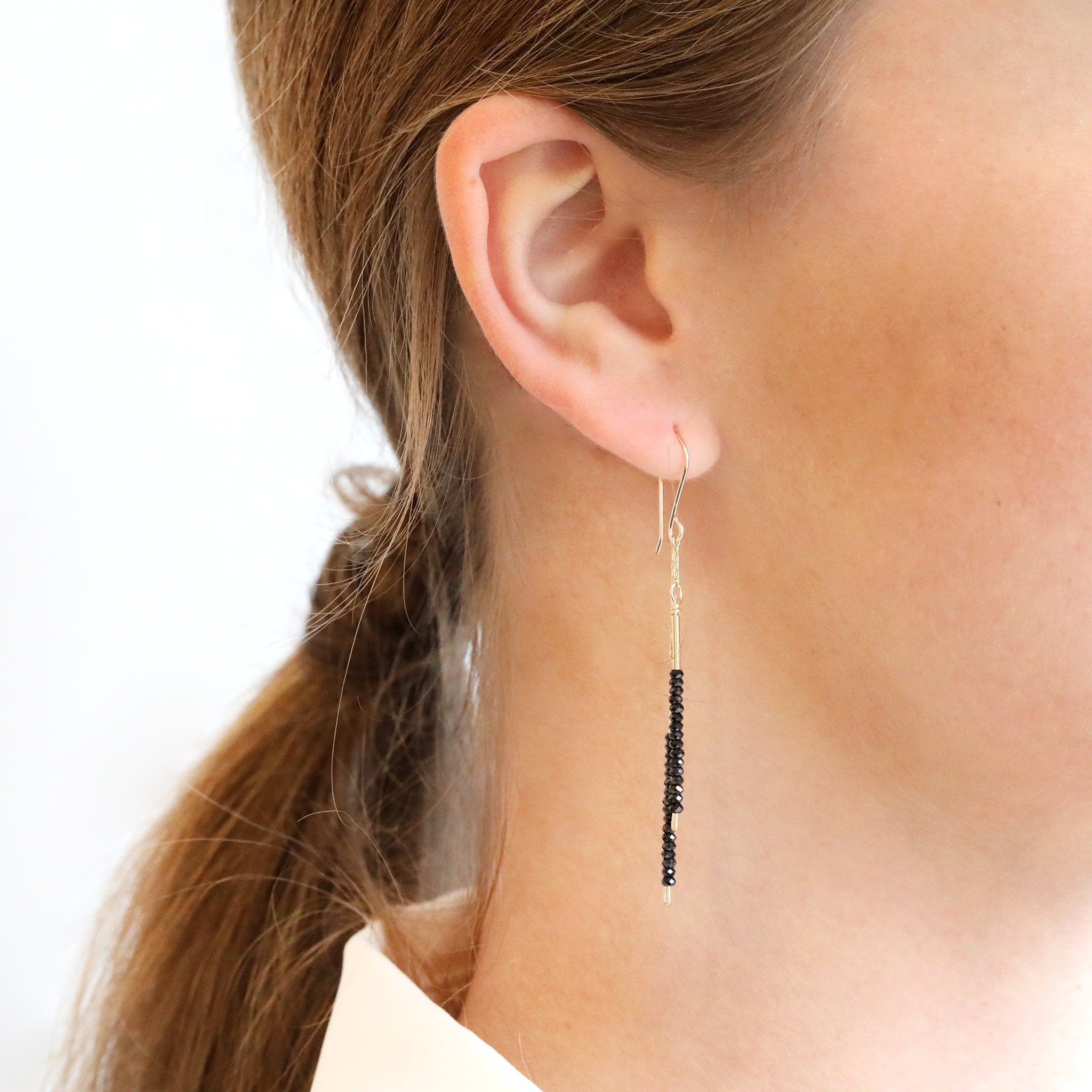 Debbie Fisher Black Spinel Chain Drop Earrings