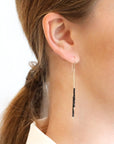Debbie Fisher Black Spinel Chain Drop Earrings