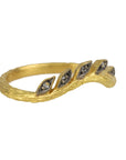 Cathy Waterman Blackened 22K Gold and Diamond Curved "Wheat" Band