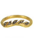 Cathy Waterman Blackened 22K Gold and Diamond Curved "Wheat" Band