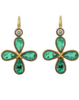 Cathy Waterman Blackened 22K Gold Bezel-Set Emerald "Star" Earrings with Diamond