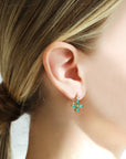 Cathy Waterman Blackened 22K Gold Bezel-Set Emerald "Star" Earrings with Diamond