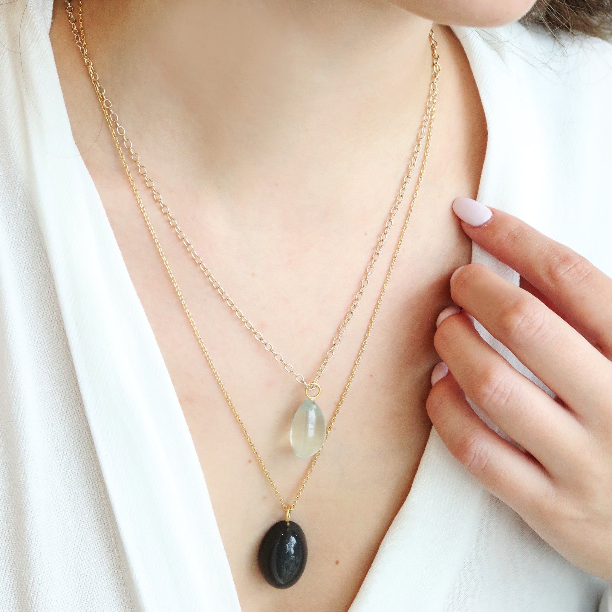 Cabochon Oval Deep Grey Moonstone Pendant - Peridot Fine Jewelry - Rosanne Pugliese