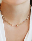 "Cary York" Gold Rectangular Link Necklace - Peridot Fine Jewelry - Sarah Macfadden