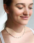 "Cary York" Sterling Silver Rectangular Link Necklace - Peridot Fine Jewelry - Sarah Macfadden