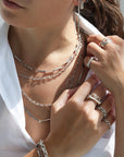 "Cary York" Sterling Silver Rectangular Link Necklace - Peridot Fine Jewelry - Sarah Macfadden