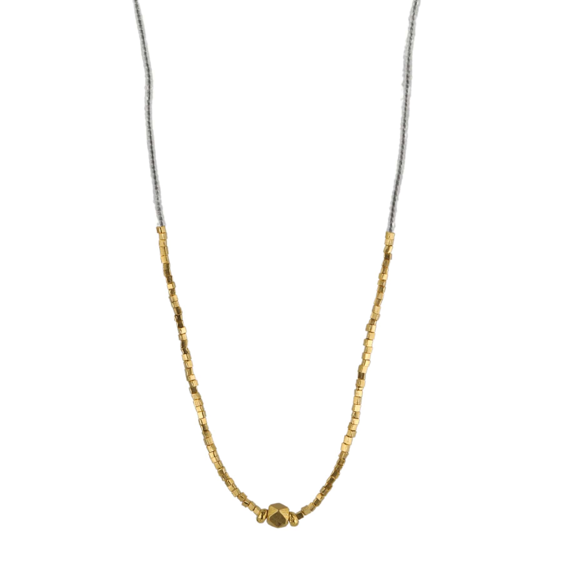 Debbie Fisher Clear Seed Bead and Gold Vermeil Beaded Necklace
