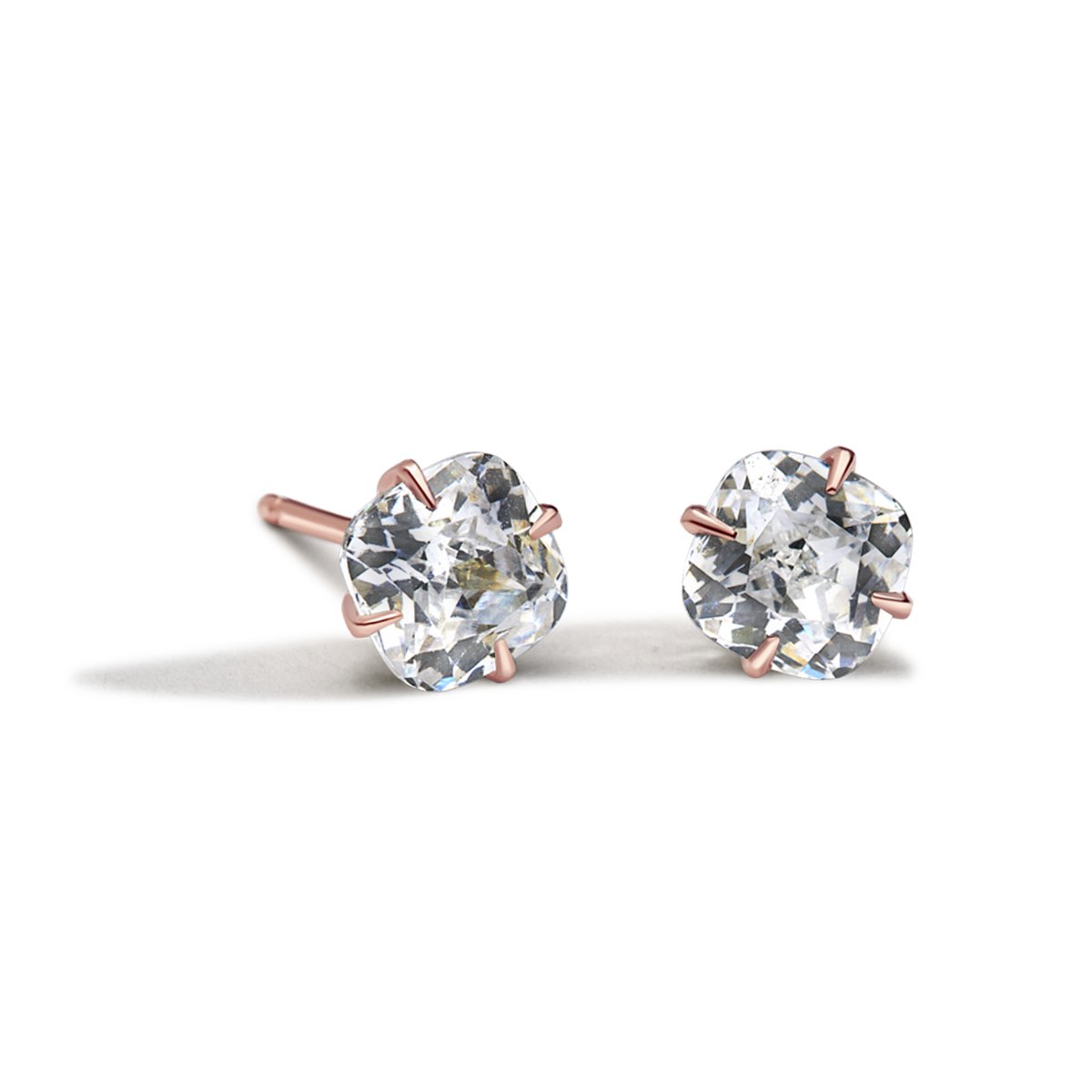Cushion Shaped Prong-Set Diamond Studs - Peridot Fine Jewelry - ILA
