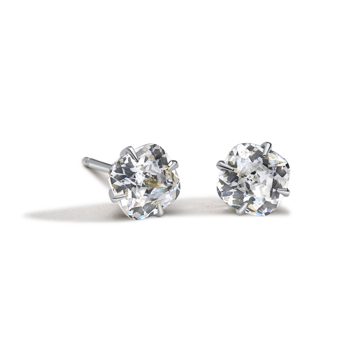 Cushion Shaped Prong-Set Diamond Studs - Peridot Fine Jewelry - ILA