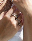 "Dean" Sterling Silver Handmade 16 Gauge Flexible Chain Ring - Peridot Fine Jewelry - Sarah Macfadden