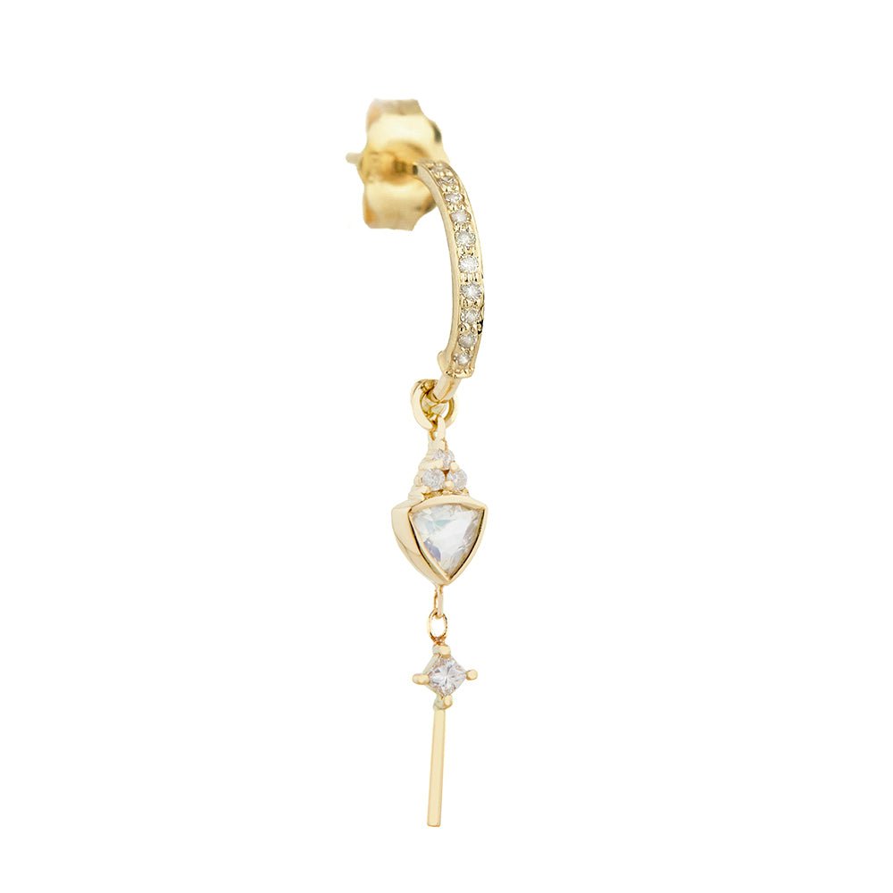 Celine Daoust Diamond Hoop with Hanging Trillion Moonstone and DiamondsD