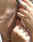 "Diana" Sterling Silver Handmade Flexible 18 Gauge Link Chain Ring - Peridot Fine Jewelry - Sarah Macfadden