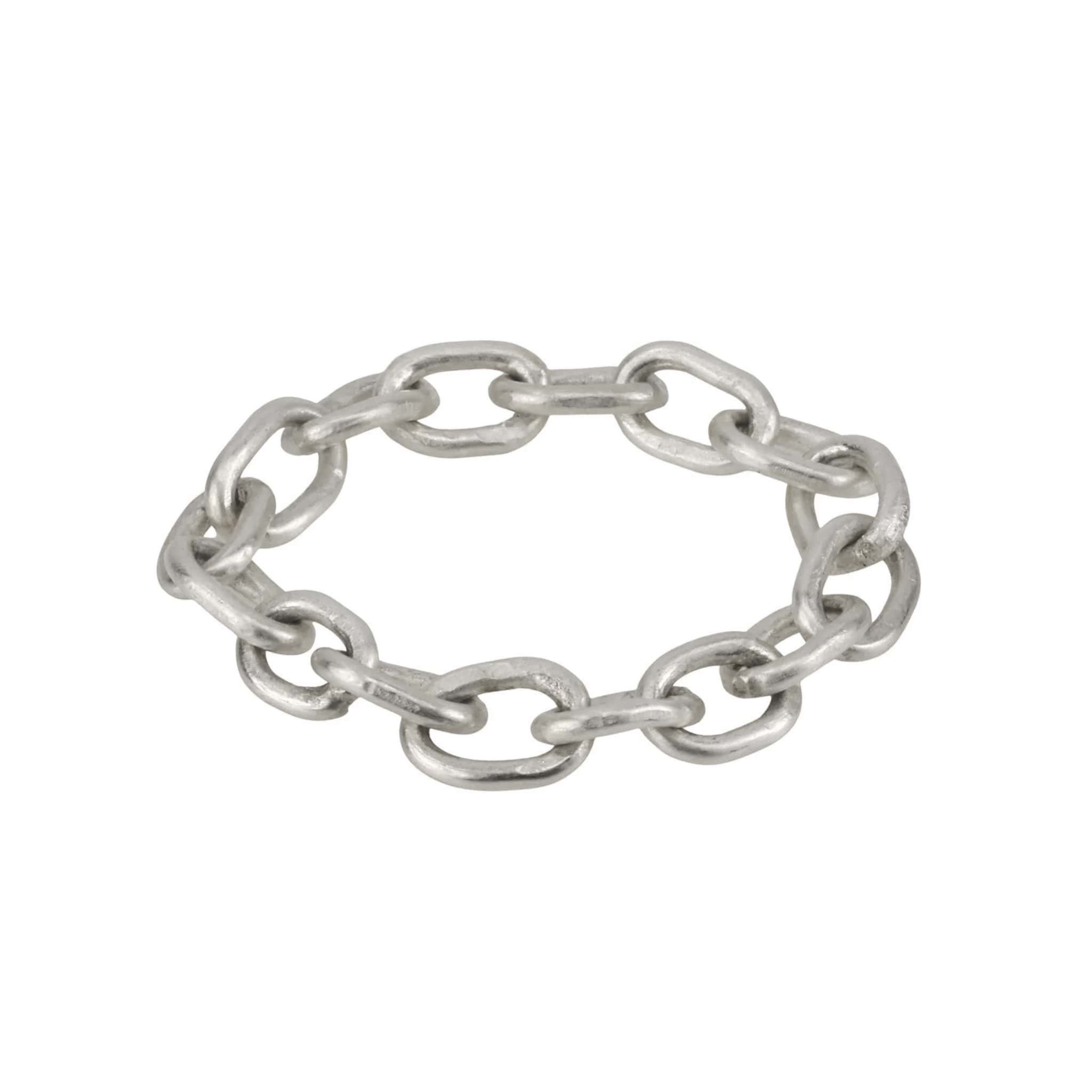 "Diana" Sterling Silver Handmade Flexible 18 Gauge Link Chain Ring - Peridot Fine Jewelry - Sarah Macfadden