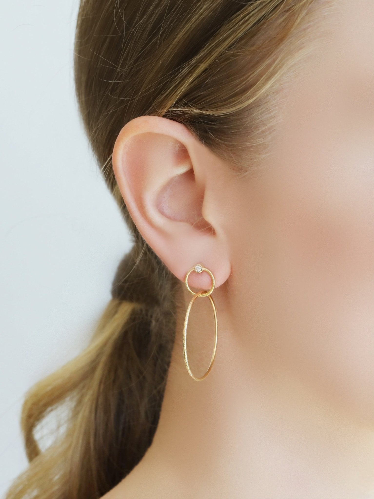 "Double Circle" Earrings with Diamonds - Peridot Fine Jewelry - Yasuko Azuma