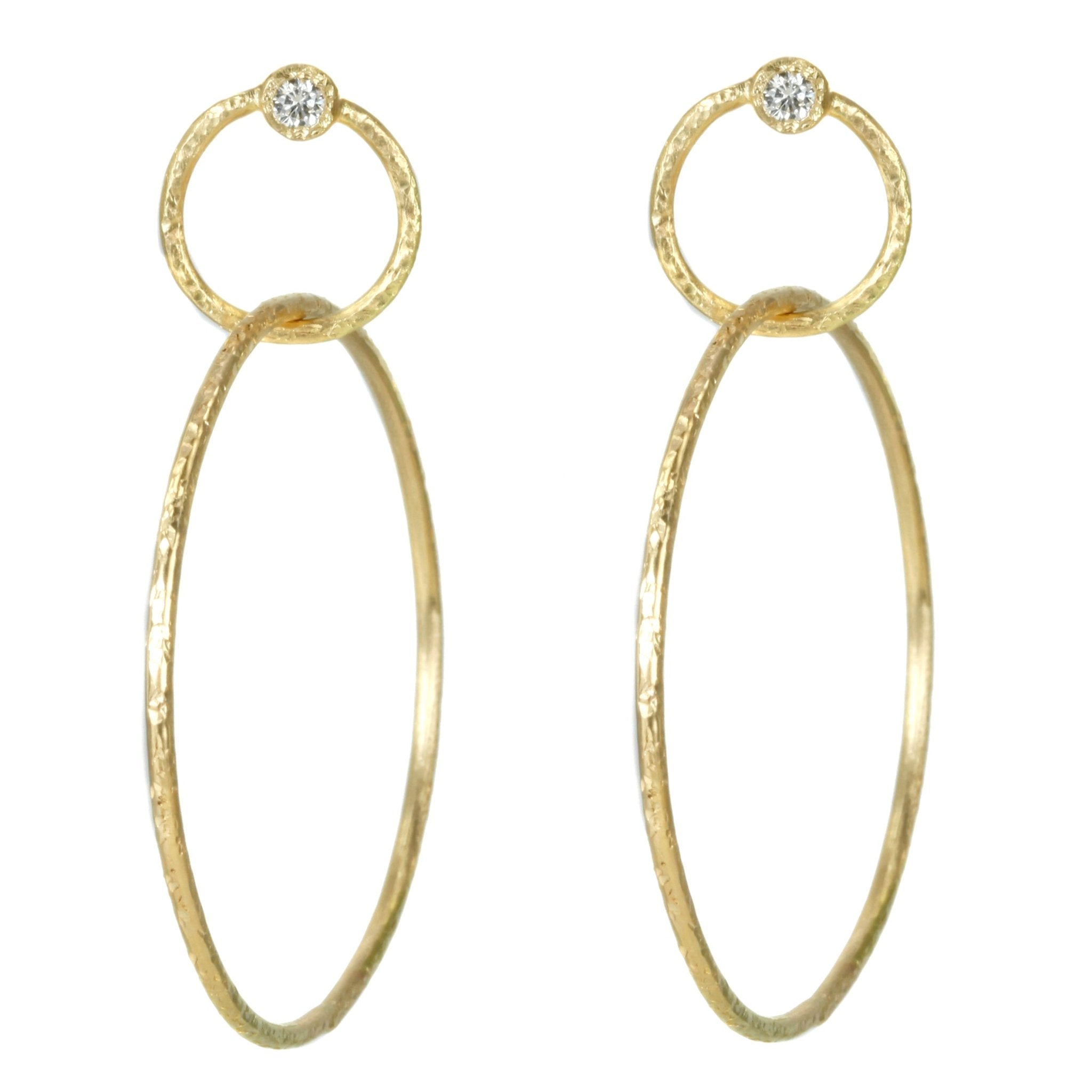 "Double Circle" Earrings with Diamonds - Peridot Fine Jewelry - Yasuko Azuma