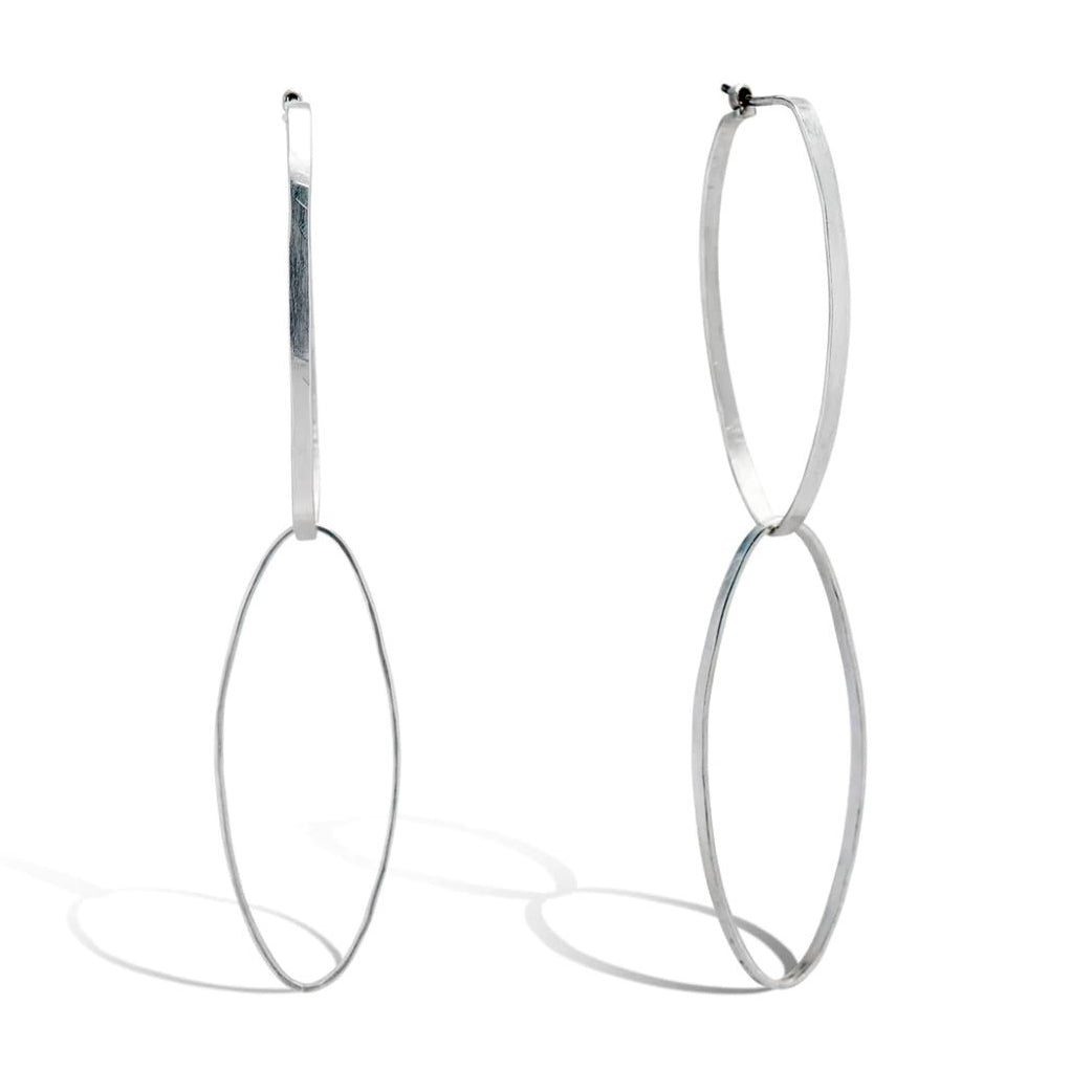 "Elizabeth" Sterling Silver Double Oval Hoop Earrings - Peridot Fine Jewelry - Sarah Macfadden