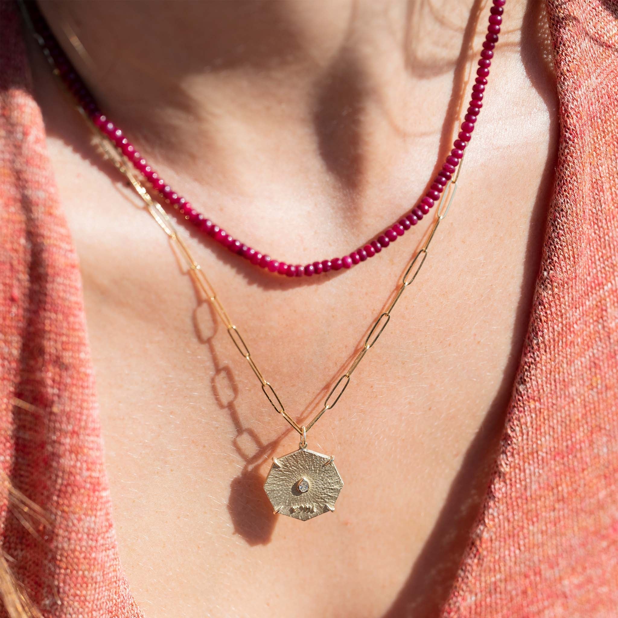 Zahava Faceted Ruby Beaded Necklace
