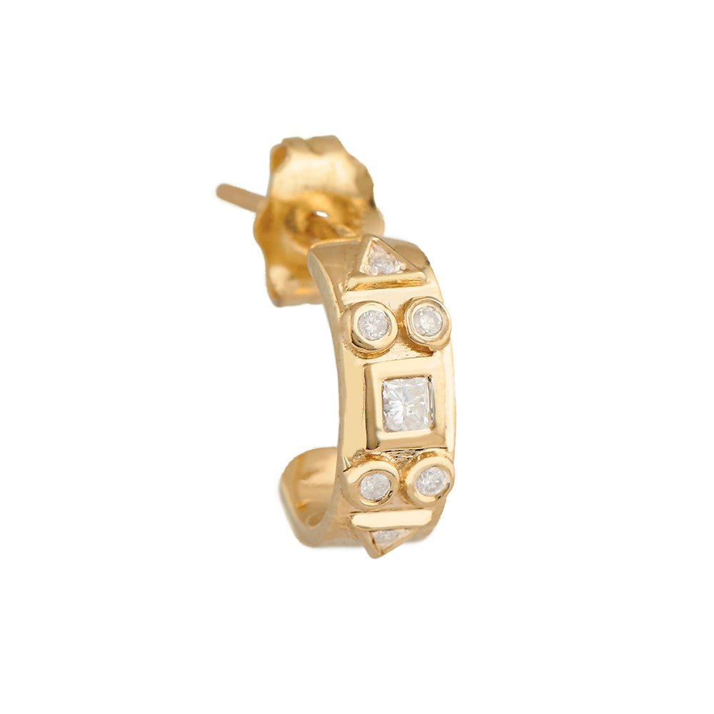 Celine Daoust Geometric Earring Stud Hoop with Diamonds