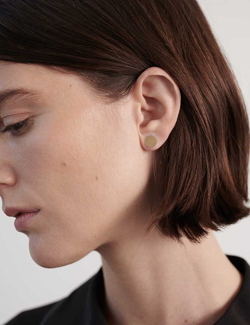 Kathleen Whitaker Gold 9mm "Sequin" Stud Earring