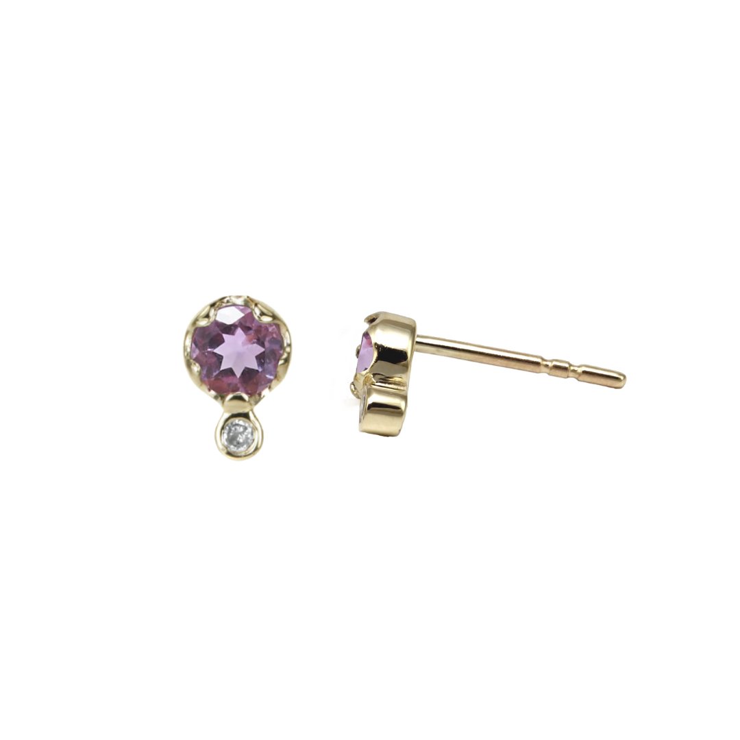 Zahava Gold Emerald & Diamond Stud EarringsZahava Gold Emerald & Diamond Birthstone Stud Earrings