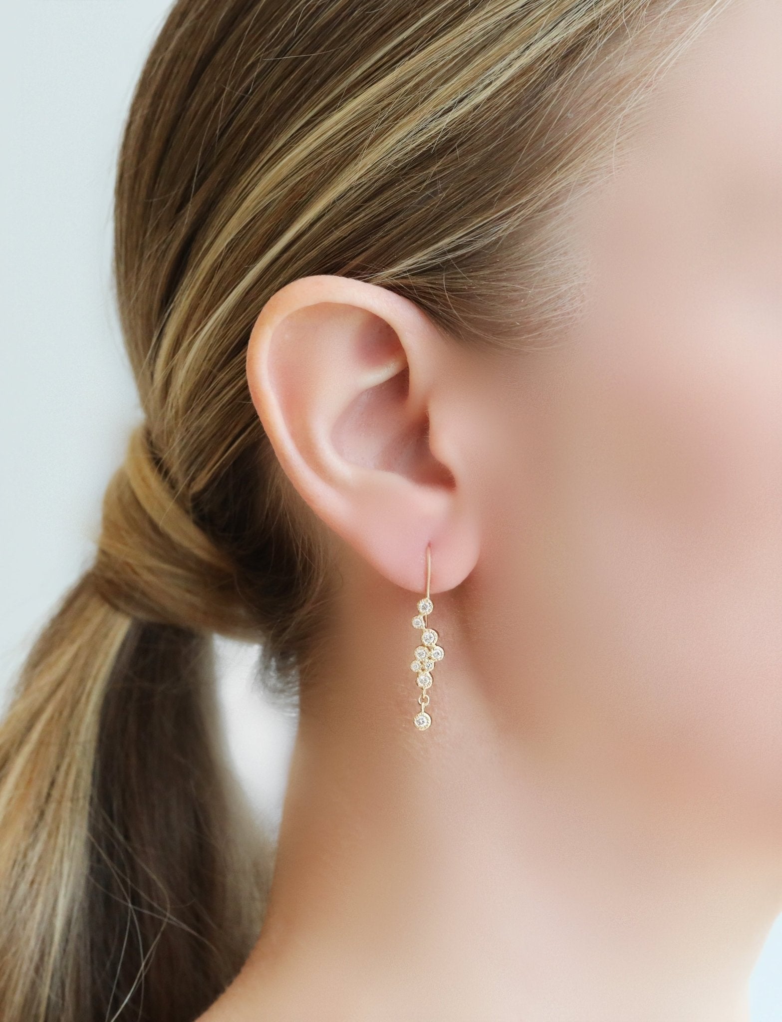 Yasuko Azuma Gold and 9 Bezel-Set Diamond Earrings