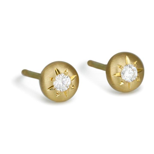 Gold and Diamond "Medium Granule" Post Earrings